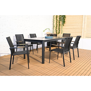 Salerno 7 Piece Dining Set - Black by Malay