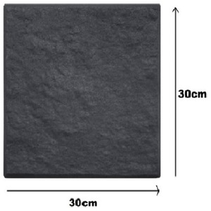 Square Stomp Stone Grey Slate Stepping Stone Recycled Rubber 30cm - Graphite / 1 by Primeur