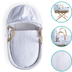 Cotton Dream Palm Moses Basket - White by Clair de Lune