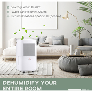 HOMCOM Portable Dehumidifier with WiFi Smart App Control - White, Black by HOMCOM