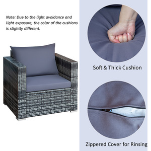 3PCS Patio Wicker Bistro Set - Grey by Costway