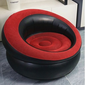 Inflatable Chair Single - Black/Red by Garden Mile