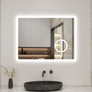 LED Bathroom Mirrors with Socket Bluetooth Dimmable Magnifier by AicaBathroom