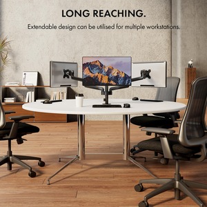 Height Adjustable Three Screen Mount with Clamp and Gas Spring Arms - Black by VonHaus