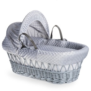 Dimple Grey Wicker Moses Basket - Grey by Clair de Lune