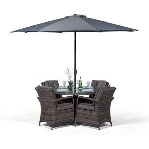 Arizona Round Rattan Patio Dining Set - Grey / 9 by Giardino