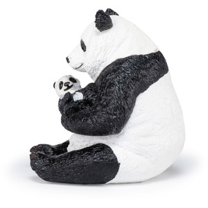 PAPO Wild Animal Kingdom Sitting Panda and Baby Toy Figure - White by PAPO