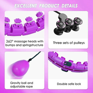 Abaseen Weighted Hula Hoop with Weight Ball 24 Knots Detachable - Purple by Abaseen