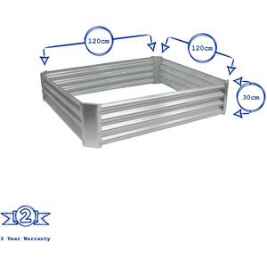 Square Galvanised Steel Raised Garden Beds - 120cm x 120cm - Green - Pack of 2 - Green