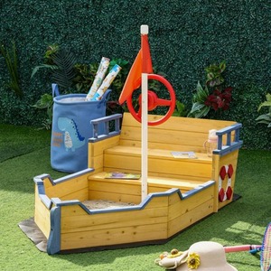 Children Sandpit Wooden Pirate Ship - Brown by Chilli Seating