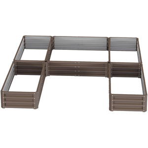 U-shaped Metal Garden Flower Bed with 5 Compartments by Livingandhome
