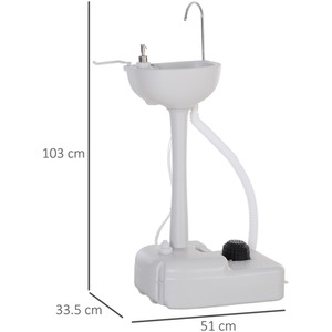 Outsunny Camping Sink With Towel Holder Soap Dispenser Hand Wash - Light Grey by Outsunny