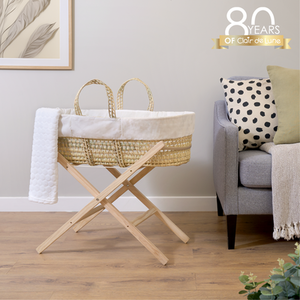 Scandi Palm Moses Basket - Cream by Clair de Lune