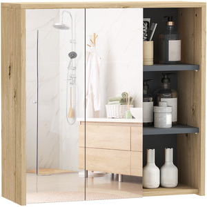 HOMCOM Bathroom Wall Mounted Mirror Cabinet Natural by HOMCOM