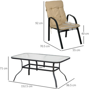 Outsunny Glass Table Umbrella Hole 7 PCs Garden Dining Set by Outsunny