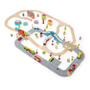 City Road and Railway Set - Multi-coloured by Bigjigs Rail