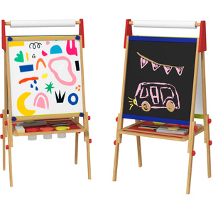 AIYAPLAY 3 in 1 Kids Easel with Paper Roll Whiteboard Chalkboard - White by AIYAPLAY