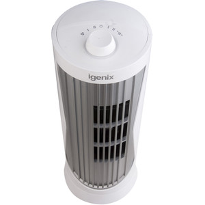 Igenix 12 Inch Mini Tower Fan - White/Silver by Igenix