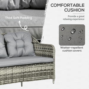 Outsunny Round Wicker Woven Rattan Garden Furniture - Grey by Outsunny