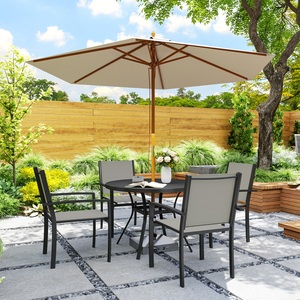 Outsunny 5 Piece Garden Furniture Set with 4 Stackable Chairs - Dark Grey by Outsunny