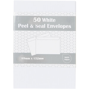 Pack of 50 Peel and Seal Envelopes - White
