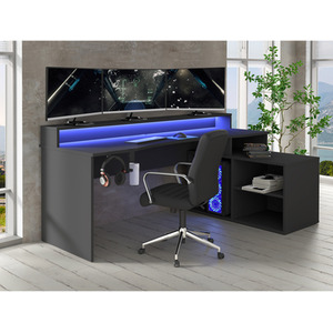 Power W Gaming Desk - Black by Flair