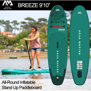 Aqua Marina Breeze 9ft10 All Round Inflatable Stand Up Paddle Board - Silver Tree Green by Aqua Marina