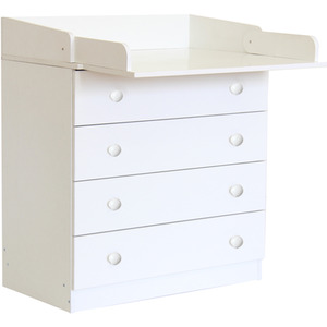 4 Drawer Baby Storage Unit with Built in Changing Board - White by Kidsaw