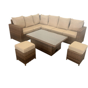 Carolina Adjustable Rattan Table Set - Dark Brown