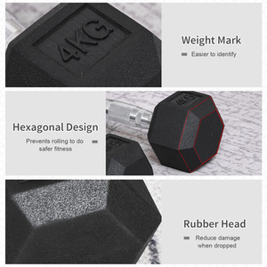 HOMCOM Hex Dumbbell Rubber Weights Sets - Black-2x4kg / 8.1kg by HOMCOM