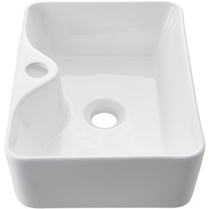 Rectangular Ceramic Countertop Basin with Central Drain Set - White by Livingandhome