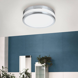 Eglo LED Palermo Bathroom Ceiling Light - Chrome And Satin Glass - Grey by EGLO
