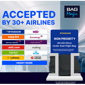 RyanAir Approved Cabin Holdall on Wheels - 20L - Black by Bordlite