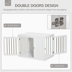 PawHut Dog Crate Pet Cage Kennel Furniture Style - White / 91.8cm by PawHut