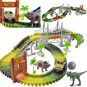 Slot Dino flexible race track wooden bridge ball and car with light - Green / 3 3+ 4 4+ 5 5+ 6 6+
