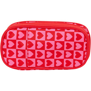 Cherry Hearts Compartment Pencil Case - Pink
