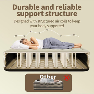 High Raised Inflatable Air Bed with Built-in Pump - Grey / Single by WJ