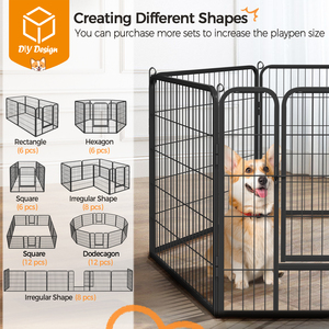 Heavy Duty 6 Panel Dog Playpen Pet Exercise Pen - Black / 80cm by Yaheetech