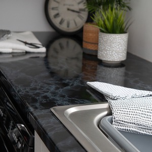 dc fix Marble Black Self Adhesive Vinyl Wrap for Worktops and Furniture - Black / 67.5cm x 2m (pack of 5) by d-c-fix