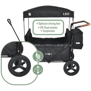 Folding Cart LEO X4Plus Foldable Transport Cart with Roof - Onyx Black by FableKids