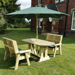 Ergo 4 Seat Table Set 2XB - wood by Churnet Valley Gerden Furniture