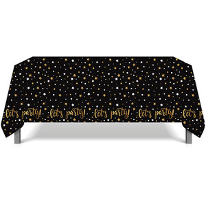 Lets Party Table Cover - Black