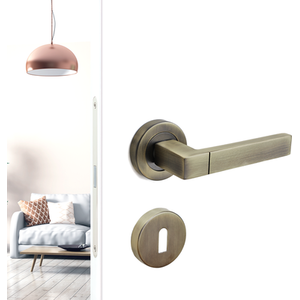 Lumina Antique Brass Privacy Door Lever Handles - Sash Lock Kit - Antique Brass by DecorAndDecor