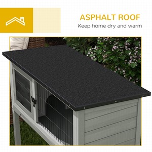 PawHut Wooden Small Animal Pet Hutch Openable Asphalt Roof - Grey by PawHut
