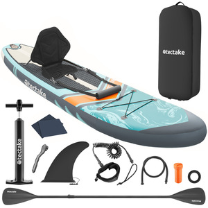 Paddle Board 2-In-1 Inflatable SUP Kayak, with Pump, Backpack - Turquoise & Black by tectake