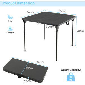 Folding Camping Picnic Table - Grey by Costway
