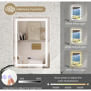 Bathroom LED Vanity Mirror - Silver by Costway