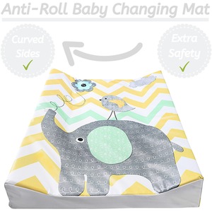 Anti-Roll Wedge Baby Changing Mat - Elephant Chevron / Elephant Chevron With Green by Babycurls