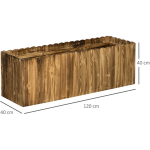 Outsunny Raised Flower Bed Wooden Planter - Natural wood colour / 120cm by Outsunny
