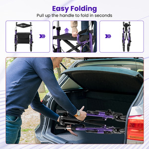 2-in-1 Foldable Rolling Walker Wheelchair Combo by Costway